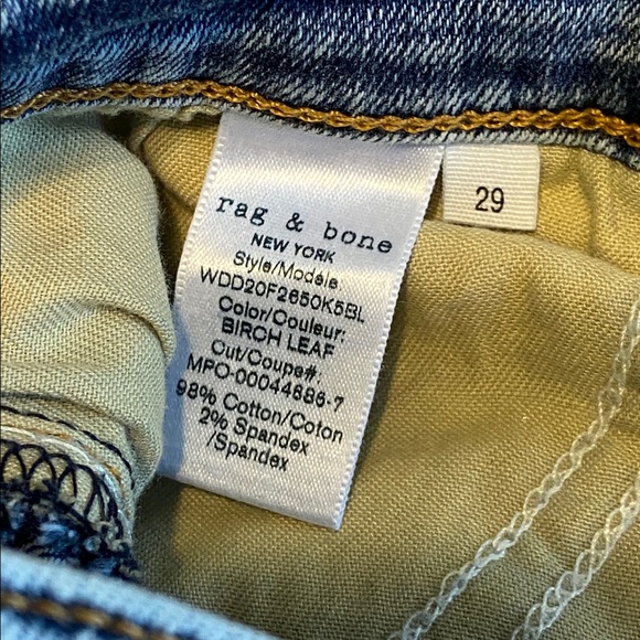rag & bone Cate mid rise skinny fray hem Zip fly acid wash color Size 29 x 31” - Picture 8 of 14